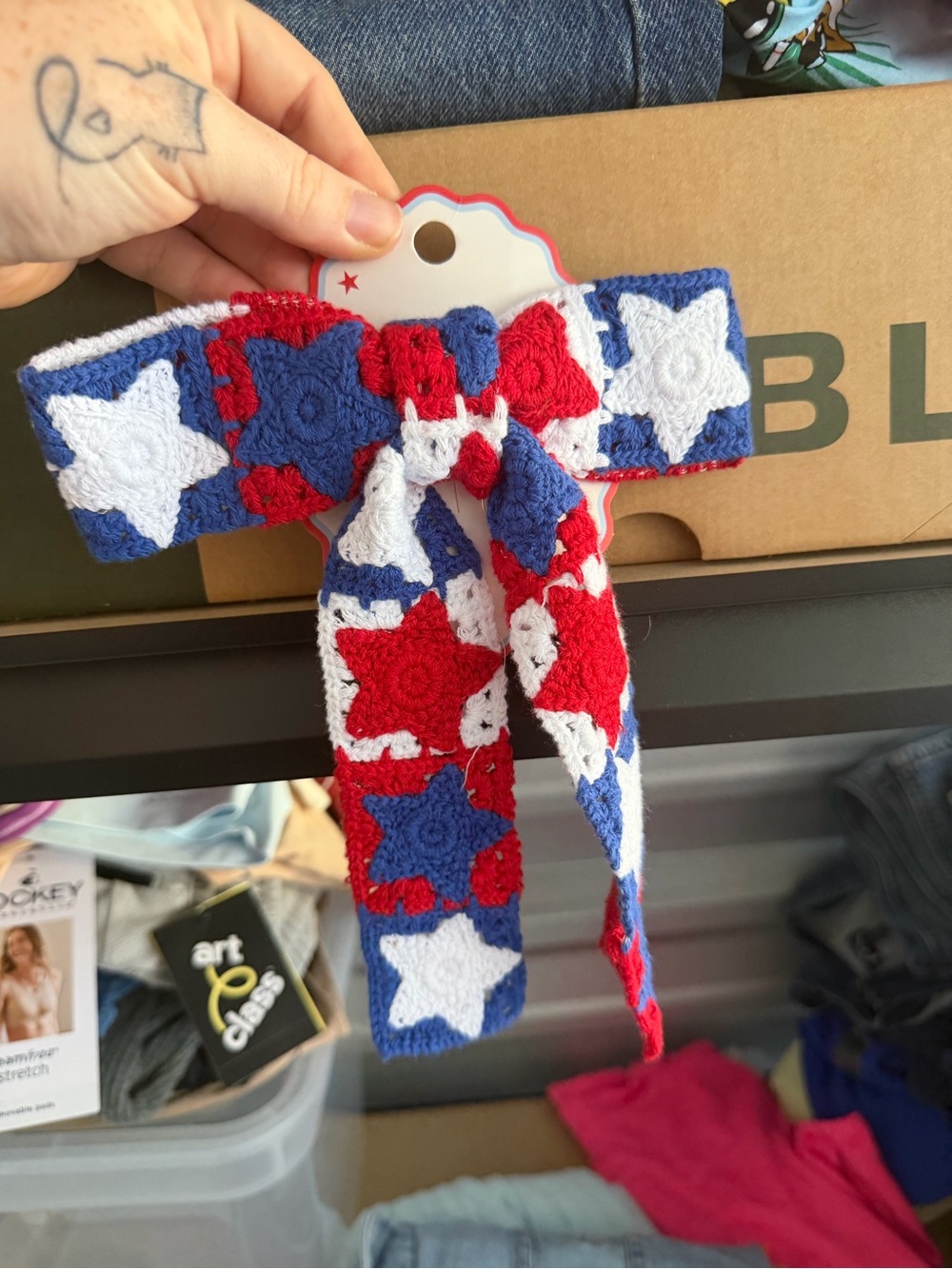Target Crochet Star Bow Hair Clip - Red, White & Blue